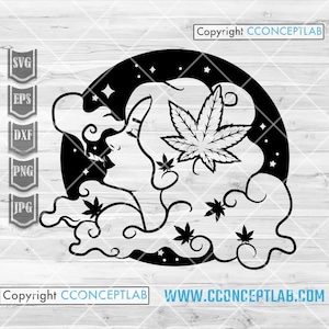 Weed Girl Celestial svg | Dope Diva Cutfile | Smoking Joint dxf | Cannabis Clipart | Marihuana Schablone | Kush Life Shirt png | Rasta 420 jpg