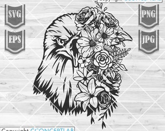 Floral Eagle svg || Eagle Svg || Eagle Clipart || Flowers Eagle svg || Floral Animal svg || Eagle Cut Files || Floral eagle Png || eagle Png