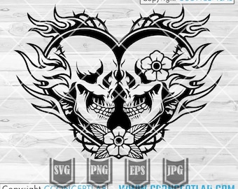 SVG de calavera / SVG de amantes de las calaveras / SVG de "Hasta que la muerte nos separe" / Clip art de calavera de azúcar / Archivo de corte de calavera de caramelo / SVG de "La muerte" / SVG de calavera llameante