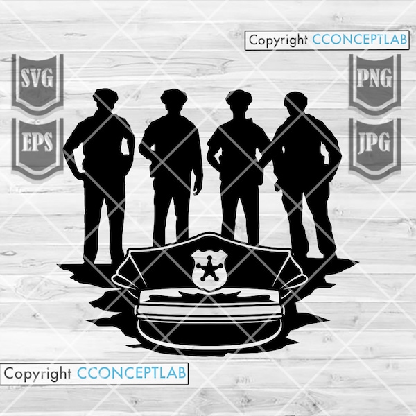 Police Squad svg | Policeman Clipart | Officer On Duty Cut File | Law Enforcer Cut File | Police Team Stencil | Rescue 911 Emergency dxf png