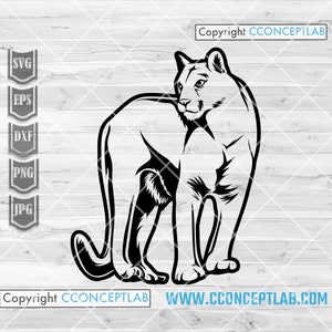Cougar svg | Wild Big Cat Clipart | Zoo Crew Shirt png | Safari Life Cutfile | Mountain Lion dxf | Woodland Animal Stencil | Jaguar jpeg