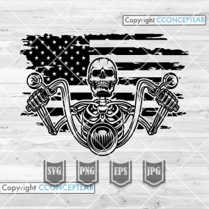 Amerikaanse Biker Skull svg | Bike Dad Shirt png Big Bike Rally Cutfile Rider Dad Cadeau Idee dxf | Extreme Sport Clipart | Motorfiets Mom Stencil