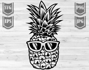 Cool Tropical Pineapple clipart || Svg File || Funny Pineapple illustration || Cut Files || Digital Downloads