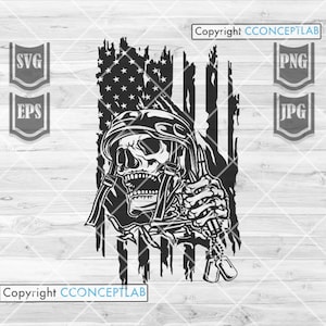 US Veteran Skull svg | US Military svg | Veteran Clipart | Veteran Cutfile | Skull svg | Military Dad svg | Veteran Shirt svg | US Army svg