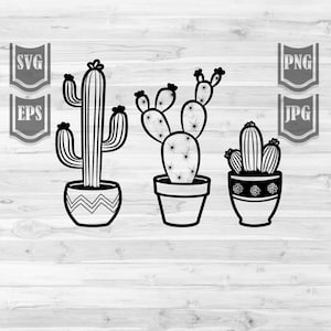 Cactus svg / Clipart suculento / Cute Art Plant Cutfile / Small Plants dxf / Dryland Shirt png / Dreamland Stencil / Tiny Home Indoor Pots