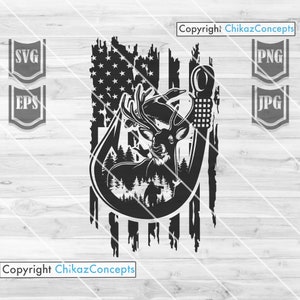 US Flag Outdoor Hunting Svg File || Deer hunting svg || Duck Hunting svg || US Fishing svg || US Hunter Shirt || Cutting Files