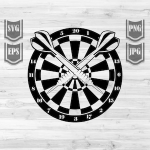 Jogo de dardos svg | Arquivo de corte do DartBoard | Clipart de dardo | Estêncil esportivo para placa de parede | Alvo dxf | Camisa Olho De Boi png | Eixo Seta JPEG