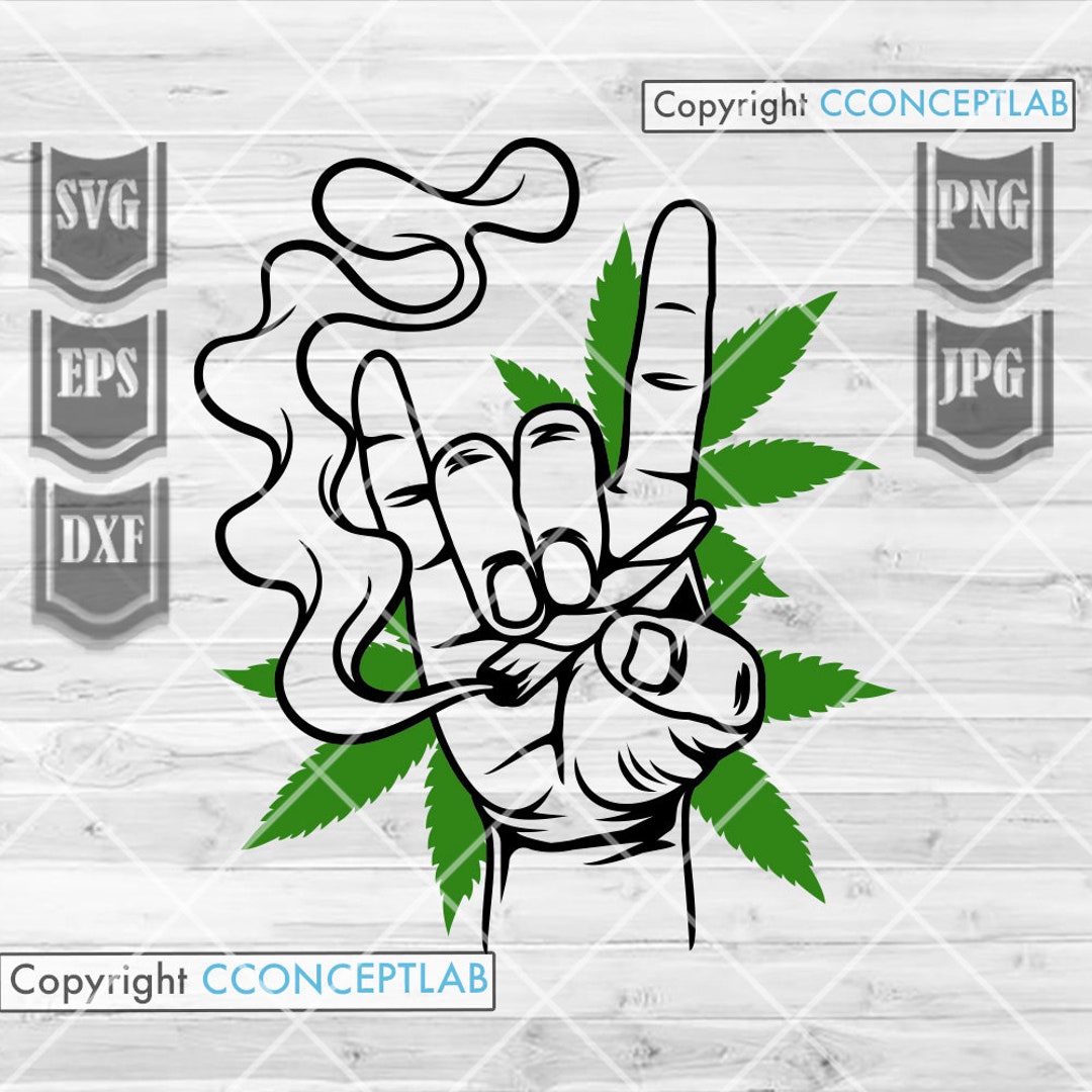 Hand Smoking Joint Svg Cannabis Clipart Marijuana Cut File Rolling ...