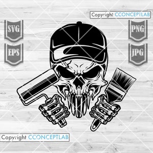 Painter Skull svg | Painter Dad svg | Painter svg | Painter Skull png | Painter Clipart | Painter Cutfile | Gift for Painter svg | Paint svg