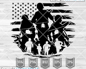 US Military Scene svg | Combat Soldier Cut File | Veteran Shirt Gift Idea png | Army Dad Cut File | War Zone dxf | Navy Marine Air Force jpg