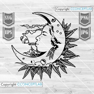 Hoch wie der Mond svg | Afro Smoking Joint Clipart | Weed Life Shirt png | Cannabis Schablone | Marihuana Plotterdatei | Rasta Dope jpeg | 420 dxf