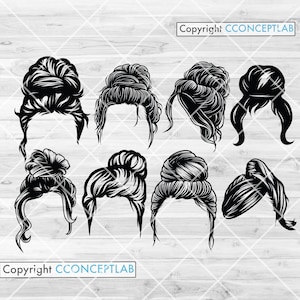 BunHair SVG Bundle | Bun Hair Mom svg | Messy Bun Mom Clipart | Hair Stylist Cut File | Hair Wigs Stencil | Bun MomLife Cutfile | Mama Shirt
