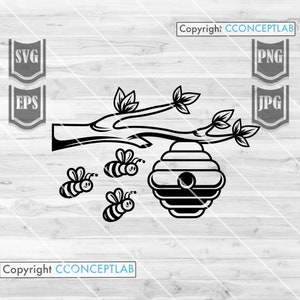 Bee Hive svg | Honing Kam Clipart | Bee Farm Monogram Stencil | Bijenkorf dxf | Nectar Cut vijl | Honingzoen Zoogelaar T-shirt Design png | Bijen jpeg