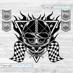 Racing Skull svg | Racer Dad Gift Idea T-Shirt Design png | Drag Race Flag Clipart | Racer on Fire Stencil | Hot Car Repair Shop Monogram