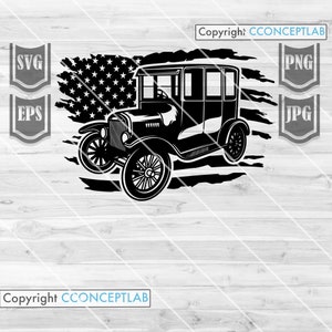 US vintage Car svg | Old Ride Clipart | Chemise rétro png | Pochoir de véhicule centenaire | Dossier Old Century Car Cut | Transport classique dxf