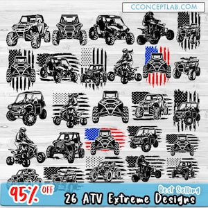 26 ATV Extreme Sports SVG Mega Bundle |  RZR Clipart | Monster Truck Cutfile | Racer Rider Shirt png | Car Show Jpg Stencil | Racing Dad dxf