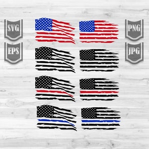 8 USA Flag Distressed SVG Bundle American Flag Clipart US Flag ...
