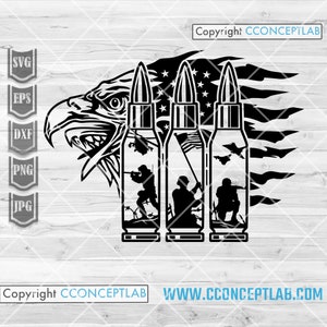 US Eagle Bullets Army svg | Military  Dad Clipart | Solider Cutfile | 4th of July Stencil | USA Shirt png | Veteran Gift Idea | Memorial Day