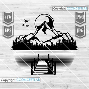 Lake Clipart || Svg File || Lake Svg || Lake Life svg || Lake Cut Files || Lake Illustration svg || Sunset svg || Sunrise svg || Cut Files