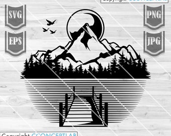 Lake Clipart || Svg File || Lake Svg || Lake Life svg || Lake Cut Files || Lake Illustration svg || Sunset svg || Sunrise svg || Cut Files