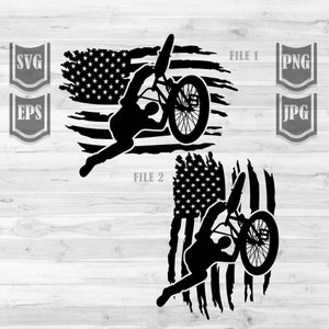 US BMX Bike svg | Extreme Sports Clipart | Biker Dad Gift Idea png | Bike Shop Monogram | Bike Tricks Stencil | USA Rider T-shirt Cut File