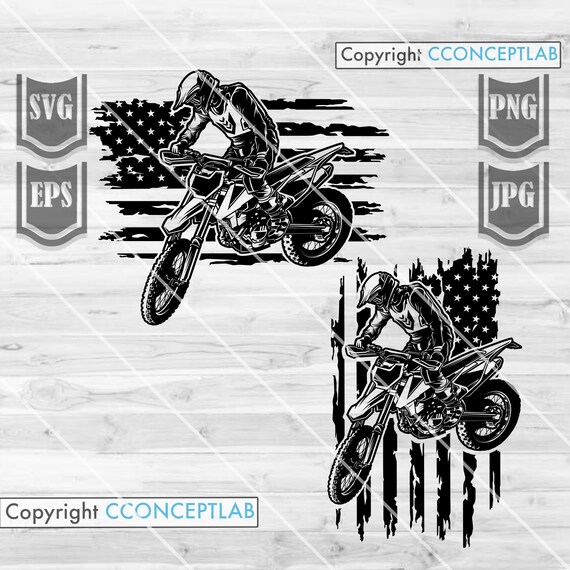 US Motor Cross Svg | Extreme Sports Clipart | Motorcross Racing Cut File | Motorbike Stencil | Motor Cross Stencil | US Racer Dad Shirt png