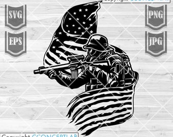 US Soldier svg / Military Dad Gift Idea / Soldier Cutfile / Combat Zone Stencil / US Army Cut File / Guns and Weapons dxf / Honor the Brave