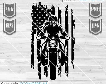 US Girl Rider svg / Woman Biker Clipart / Sports Mom Cutfile / Moto Lady Stencil / Big Bike Rally Girl dxf / Motorcycle Ride Shirt png