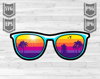 Summer Vibes svg | Beach Clipart | Sun Glasses and Shades Stencil | Tropical Island Cut File | Salt Life T-shirt Design png | Vacation Mode