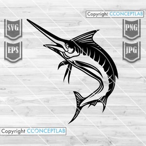 Marlijn Vis svg | Fishing Day Shirt Clipart Angler Gift Idee dxf | Sea Angling Cutfile Visser Dad Stencil | Zout Water Vis jpeg jpg