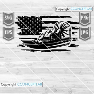 米国のエアボート SVG || 米国のエアボート所有者 || エアボートのクリップアート || ボート SVG || 湖の生活 SVG || 川の生活 || 米国のエアボート シャツ || カッティング ファイル