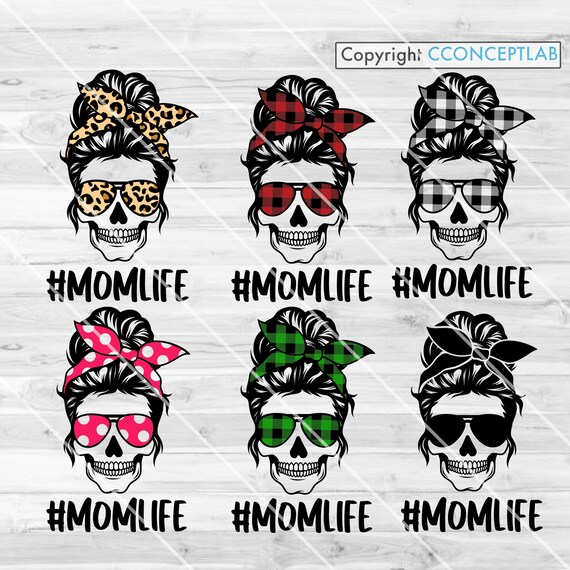 Download 6 Bundle Mom life Bun Skull Svg Files Mom Life svg | Etsy