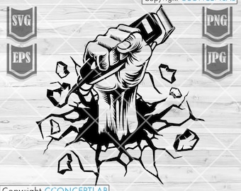Barbiere svg / Barbiere con buco rotto svg / Monogramma da barbiere clipart / Maglietta da papà tagliacapelli png / Lima da taglio con buco rotto / Tagliacapelli