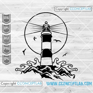 Lighthouse svg | Coast Guard Clipart | Coast Shirt png | Sea Tower Cutfile | Seacoast Guide Stencil | Light House dxf | Coastal House jpeg