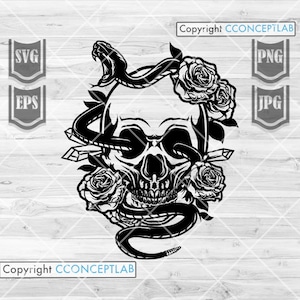 Floral Skull Snake svg | Floral Snake svg | Snake Skull svg | Floral Skull svg | Skull Snake Clipart | Skull Snake Cutfile | Halloween svg