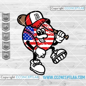 Mascota de béisbol de EE. UU. svg / Camiseta BallLife png / Plantilla del día del juego / Archivo de corte de mamá jugadora de EE. UU. / Clipart de papá deportista / Linda vida de pelota y bate dxf