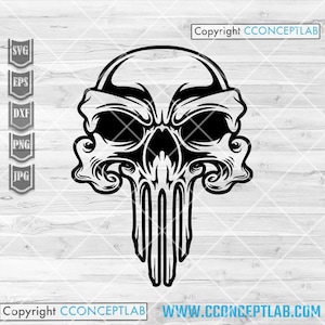 Skull svg | Skull Clipart | Halloween Shirt png | Punish Cutfile | Skeleton Head dxf | Goth Horror Haunted | Gothic Skeletal Head | Skulls