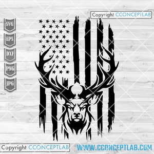 US Hirsch svg | Geweih Papa Clipart | Longhorn Cutdatei | Waldtier dxf | USA Elch Schablone | Jäger Shirt png | Camper Jagd | Hirschkopf