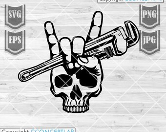 Rock Sign Skull Plumber svg | Rock Sign svg | Rock Sign Clipart | Skull svg | Plumber Clipart | Plumber Digital Download | Plumber Cutfile