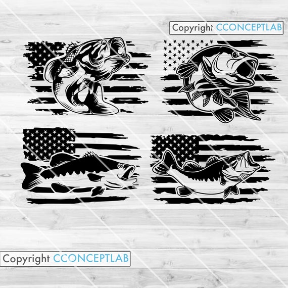 Download 4 Bundle Bass Fish Usa Svg Files Us Flag Bass Fish Usa Etsy
