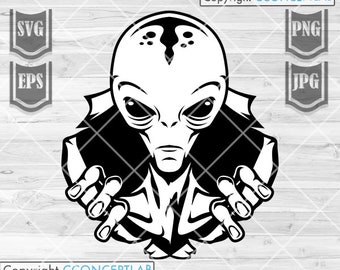 Ripped Alien Shirt svg | Celestial Clipart | UFO Stencil | Alien Cut File | Open Chest T-shirt Illusion Design | Open Rib Cage Cutfile DXF