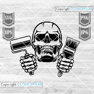 Painter Skull svg | Skull svg | Painter svg | Painter Clipart | Painter Cutfile | Painter png | Skull png | Painter Shirt svg | Paint svg