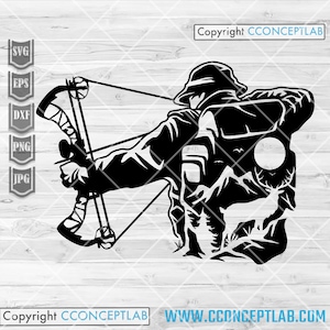 Hirsch Schleife Jagd svg | Jäger Dad Clipart | Pfeil und Bogen Cutdatei | T-Shirt png | Camping Schablone | Camper dxf | Geweih jpg | Waldland