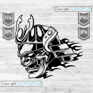 Hannya svg / Máscara de guerrero Clipart / Samurai Stencil / Old Japanese Solider Shirt png / Ancient Fighter Cutfile / Strong Oni dxf / Devil jpeg