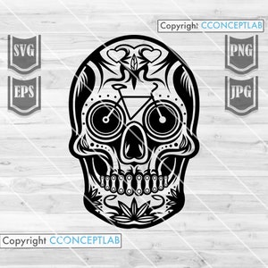 Biker Sugar Skull Svg | Cycling Skull Clipart | Sports Biker Tshirt Design png | Bicycle Sugar Skull Cut File | Rock Gothic Cyclist Stencil