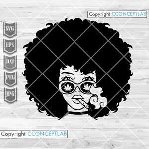 Afro Smoking Weed svg | Cannabis Clipart | Marihuana Schablone | Gelenk Blunt dxf | Rasta Queen Schablone | Stoner Diva png | High 420 Kush Life
