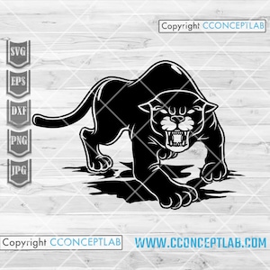 Panther svg / Wild Big Cat Clipart / Zoo Crew Shirt png / Safari Life Cutfile / Bestia enojada dxf / Plantilla de animales del bosque negro / Rugido jpeg