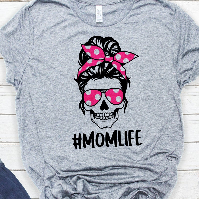 Download Mom Life Skull Polkadots svg file Mom Life Svg Bun Hair | Etsy
