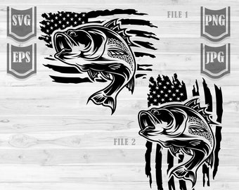 US Bass Fishing Svg File || US Flag Bass Fish || USA bass Fish || Us bass angling Svg || Bass Fish Svg || Bass Fish Clipart || Cut Files