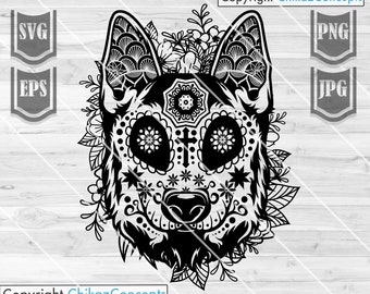 Candy Skull Dog Svg File || sugar Skull Dog Svg || Dog Svg || Floral Dog Svg || Sugar Skull Animal svg || Dog Shirt || Dog Png || CutFiles